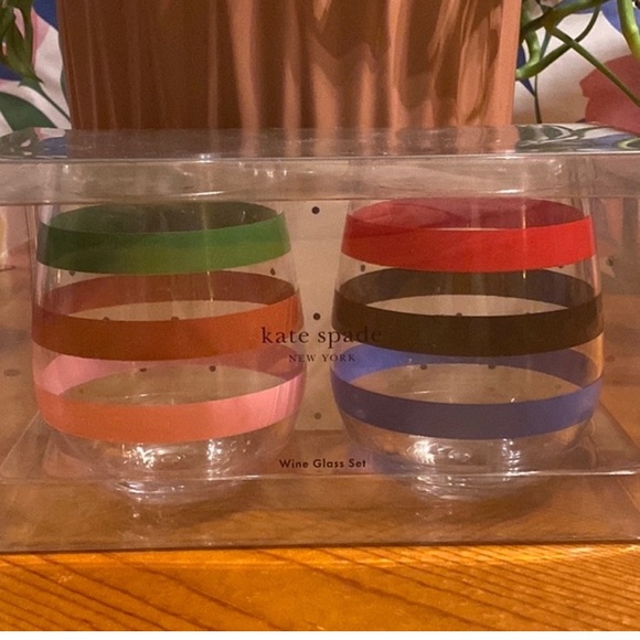 NIP Kate Spade Colorful Striped Wine Glass Set